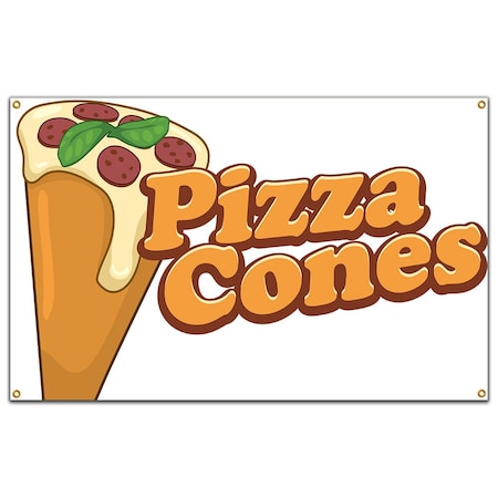 Signmission Pizza Cones Banner Concession Stand Food Truck Single Sided B-96 Pizza Cones19